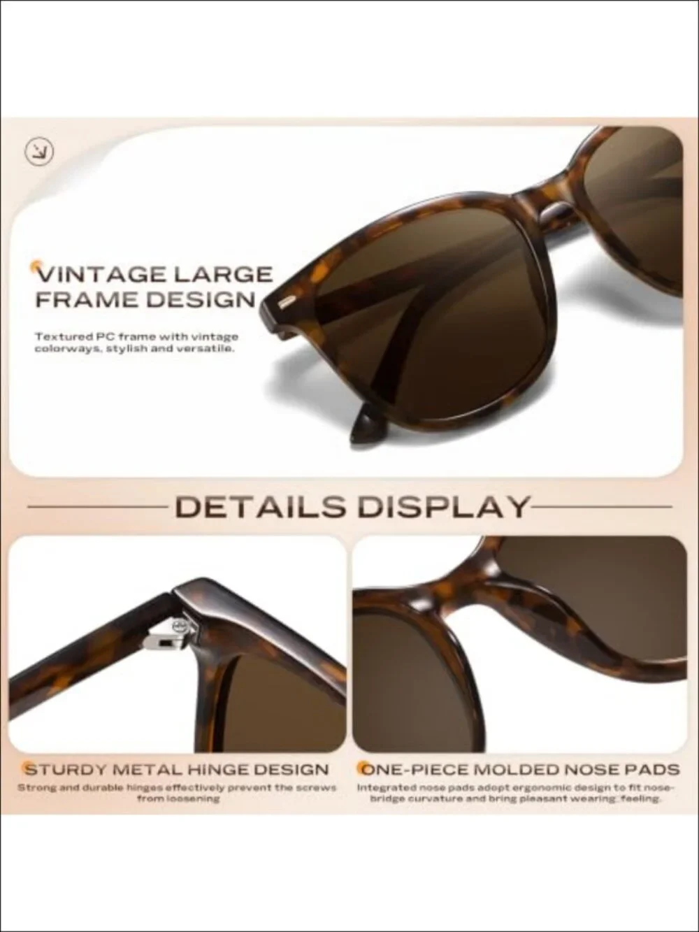 Oversized Polarized Retro Sunglasses UV400 Full Frame Wrap Around